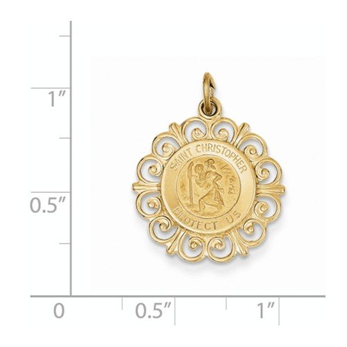 14k Yellow Gold Saint Christopher Medal Charm Pendant (24x19MM)