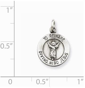 Sterling Silver Divino Nino Medal (Divine Infant Jesus) (26X18MM)