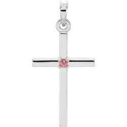 Platinum Pink Tourmaline Inset Cross Pendant (22.65x11.4MM)
