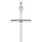 Pink Tourmaline Inset Cross Rhodium-Plated 14k White Gold Pendant (22.65x11.4MM)