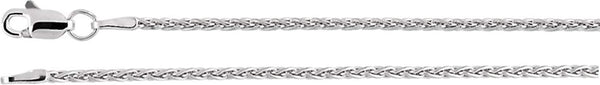 1.5mm 14k White Gold Wheat Chain Bracelet, 7"