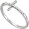 Diamond Sideways Cross Rhodium Plated 14k White Gold Ring, Size 5