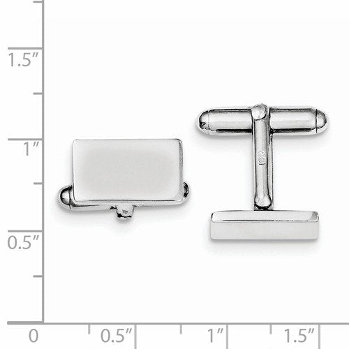 Rhodium-Plated Sterling Silver Rectangle Cuff Links, 10X16MM