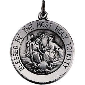 Sterling Silver Round Holy Trinity Medal (18.25 MM)