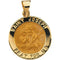 Rhodium Plated 14k Yellow Gold Hollow Round St. Joseph Medal (18.25 MM)