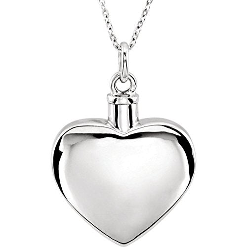 Ave 369 'Mom' Heart Ash Holder Necklace, Rhodium Plated Sterling Silver, 18"