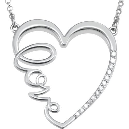 Diamond 1/6 Cttw 'Love' Heart Sterling Silver Necklace, 18" (GH Color, I2 Clarity)
