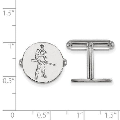 Rhodium-Plated Sterling Silver West Virginia University Round Cuff Links, 15MM