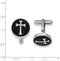 Stainless Steel, Black Enamel, Cross Cuff Links