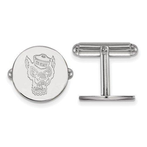 Rhodium-Plated Sterling Silver North Carolina State University Cuff Links, 15MM