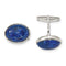 Sterling Silver Cabochon Lapis Cuff Links, 29X19.5MM