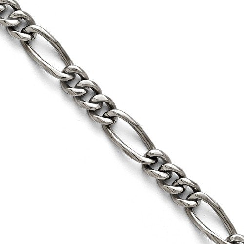 Men's Polished Titanium Figaro Link Bracelet, 8.5"