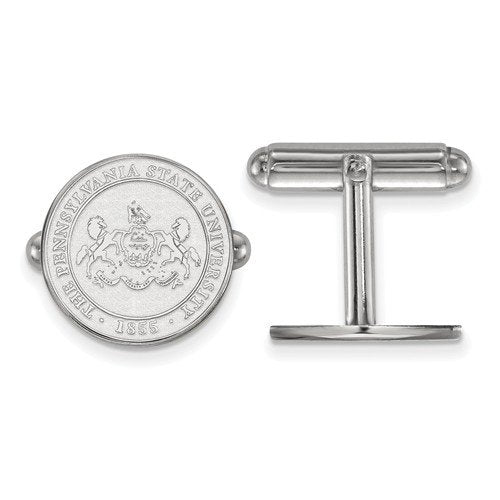 Rhodium-Plated Sterling Silver Penn State University Crest Cuff Links, 15MM