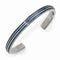 Radiance Collection Gray Titanium Groove Triple Blue Anodized Blue Sapphire Cuff Bangle Bracelet