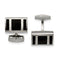 Stainless Steel Black Rubber Rectangle Cuff Links