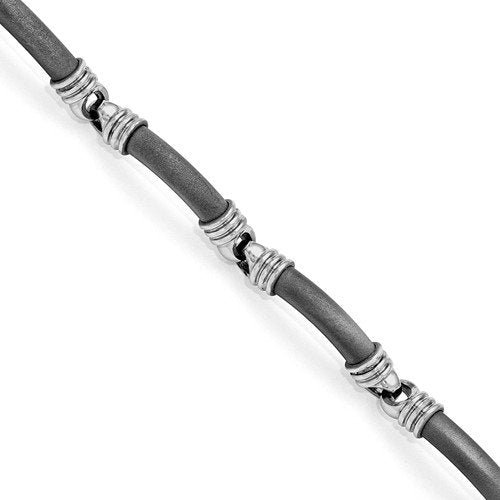 Men's Stealth Collection Gray Titanium 6mm Link Laser Texture Bracelet, 8"