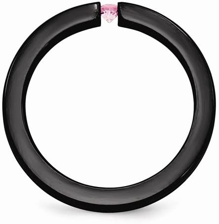 Radiance Collection Black Titanium Pink Sapphire Anodized Grooved 4mm Band, Size 9