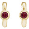 Ruby J-Hoop Earrings,14k Yellow Gold