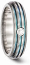 Edward Mirell Titanium Triple Groove Multicolor Anodized White Sapphire 6mm Wedding Band, Size 7