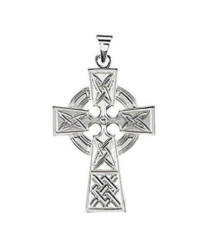 Celtic Halo Cross 14k White Gold Pendant
