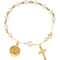 14k Yellow Gold and White Freshwater Pearls First Holy Communion Rosary Bracelet, 6"