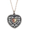 Heart Antiqued Pendant Necklace, Sterling Silver, 12k Green and Rose Gold Black Hills Gold Motif, 18''