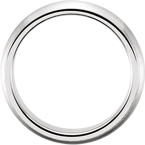 Satin Brushed Dome Comfort Fit 14k White Gold Band 5mm