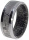 Gibeon Meteorite Inlay, Titanium 8mm Comfort-Fit Mokume Gane Band, Size 10.25