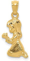 Small 14k Yellow Gold Diamond-Cut Praying Girl Pendant.91x.39 Inches (23x10 MM)