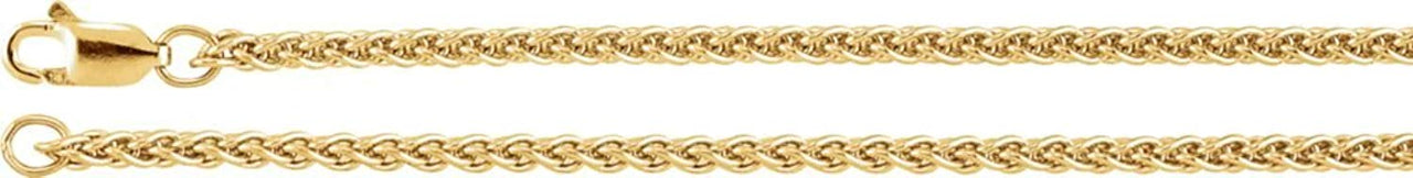 2.4mm 14k Yellow Gold Wheat Chain, 16"