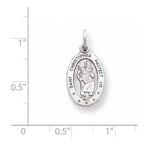 Rhodium-Plated 10k White Gold ST. Christopher Medal (24X11MM)