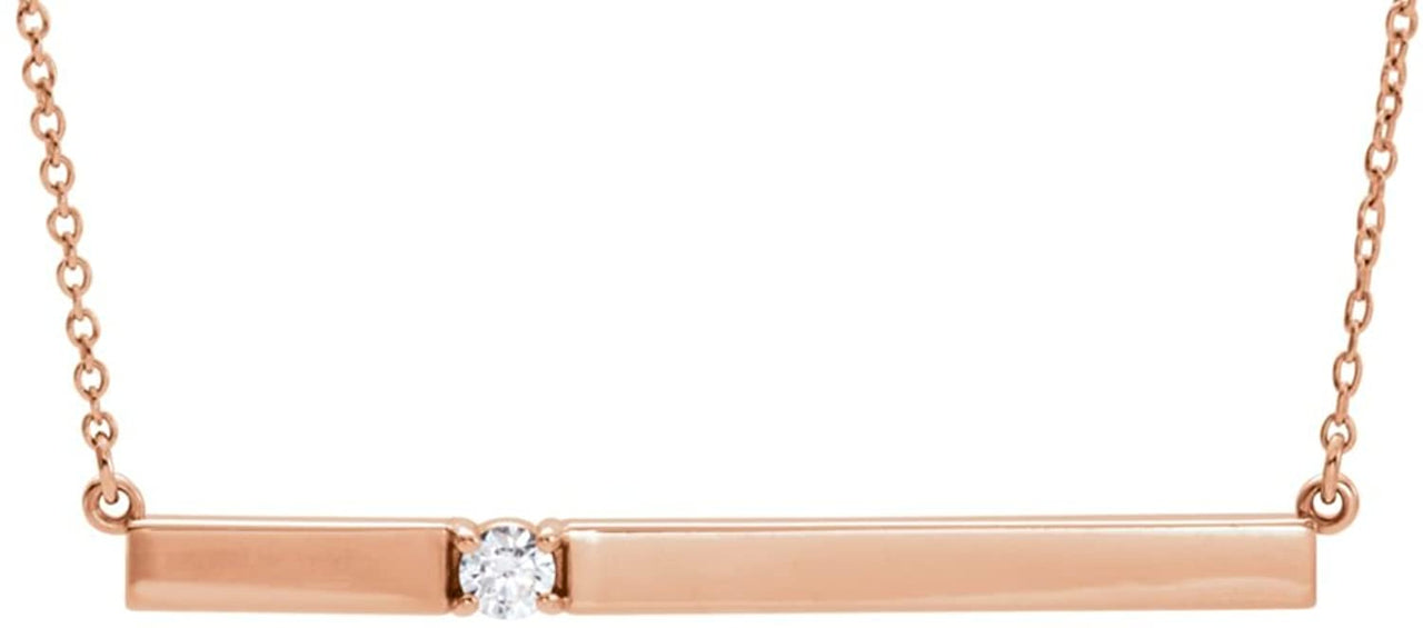 Diamond Solitaire Bar 14k Rose Gold Necklace, 17.5'' (.10 Cttw)