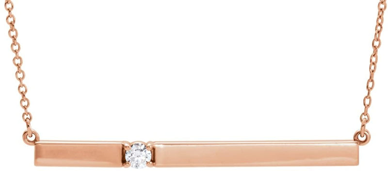 Diamond Solitaire Bar 14k Rose Gold Necklace, 17.5'' (.10 Cttw)