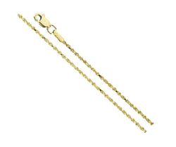 1.5mm 10k Yellow Gold Diamond Cut Rope Chain, 18"