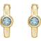 Aquamarine J-Hoop Earrings, 14k Yellow Gold