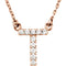 14k Rose Gold Diamond Initial 'T' 1/10 Cttw Necklace, 16" (GH Color, I1 Clarity)