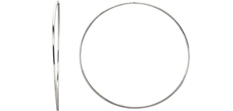 Endless Hoop Tube Earrings, Sterling Silver (35mm)