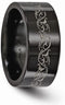 Black Ti Collection Black Titanium Flat Laser Patterned 10mm Wedding Band