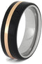 Ebony Wood, 14k Rose Gold 7mm Titanium Comfort-Fit Wedding Ring, Size 8.75