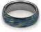 Blue Box Elder Burl Wood 7mm Titanium Comfort-Fit Wedding Band, Size 5.5