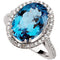 7.50 Ct Swiss Blue Topaz and 1/2 Ctw Diamond Ring in 14k White Gold, (GH, I1, .50 Ctw), Size 7