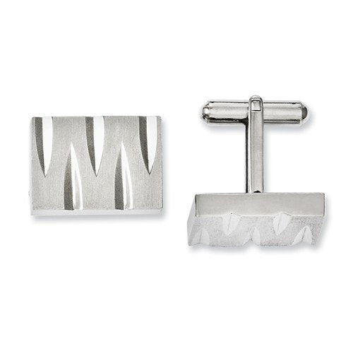 Stainless Steel Satin Brushed Rectangle Cuff Links, 21MMX15MM