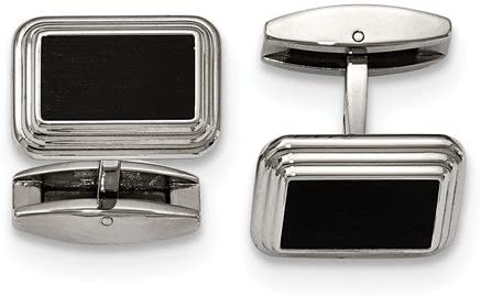 Stainless Steel Stain-Brushed Black IP Rectangle Cuff Links