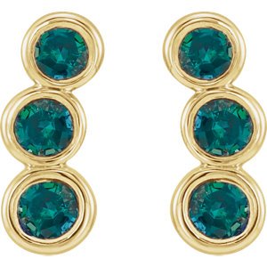 Alexandrite Three-Stone Ear Climbers, 14k Yellow Gold