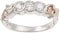 The Men's Jewelry Store (for HER) 3-Stone CZ Anniversary Band, Sterling Silver, 12k Rose Gold, 12k Green Gold Black Hills Gold Motif, Size 4.75