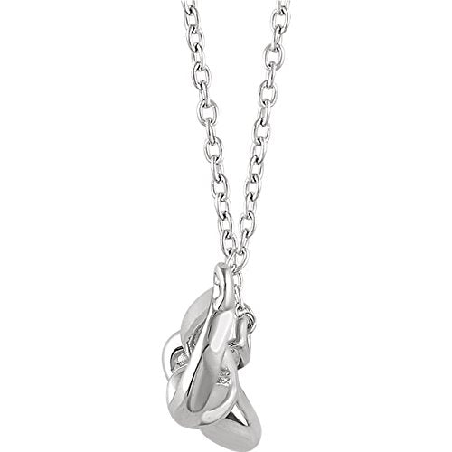 Slim-Profile Bow Necklace in Rhodium-Plated 14k White Gold, 18"