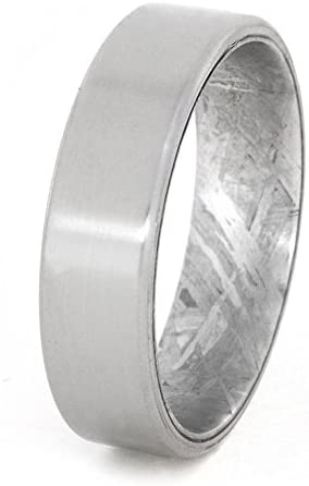 Satin Titanium 6mm Comfort-Fit Gibeon Meteorite Ring