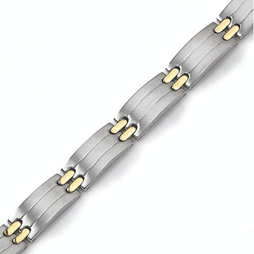 Men's Grey Titanium 10mm Yellow IP-Plating Bracelet, 8.5 Inches