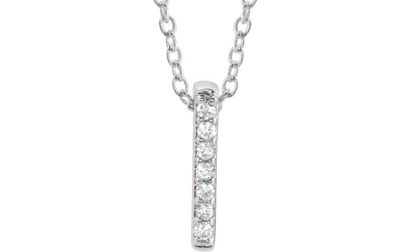 Diamond Bar Necklace in Rhodium-Plated 14k White Gold, 16-18" (.05 Ctw, Color H+, Clarity I1)