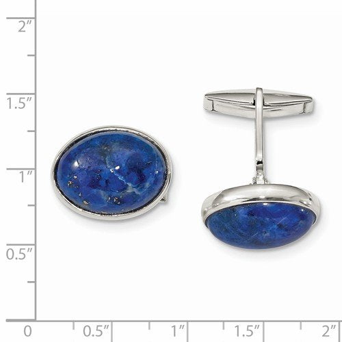 Sterling Silver Cabochon Lapis Cuff Links, 29X19.5MM